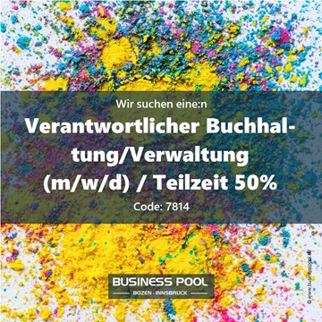 Verantwortlicher Buchhaltung/Verwaltung (m/w/d) / Teilzeit 50%